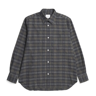 Norse Projects Ole Oversized Wool Check Shirt Charcoal Grey - Parasol Store