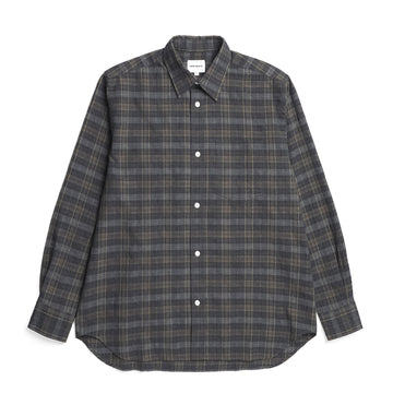 Norse Projects Ole Oversized Wool Check Shirt Charcoal Grey - Parasol Store