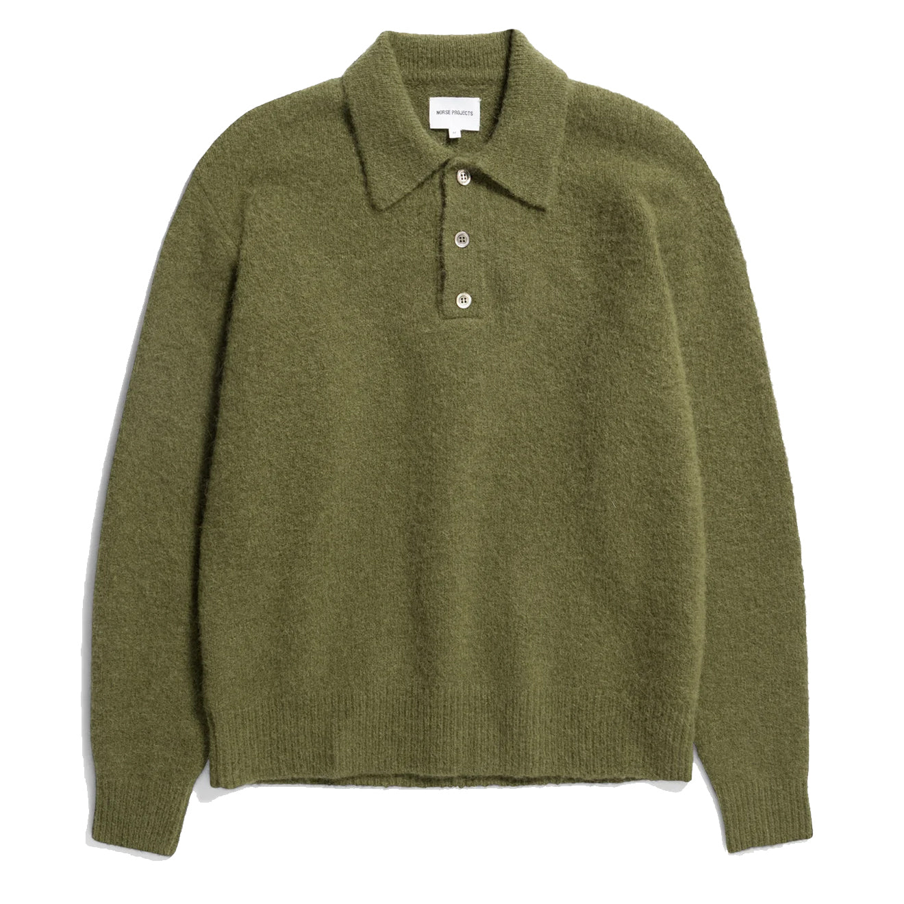 Norse Projects Rasmus Relaxed Brushed Polo Ivy Green - Parasol Store