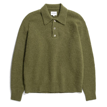 Norse Projects Rasmus Relaxed Brushed Polo Ivy Green - Parasol Store