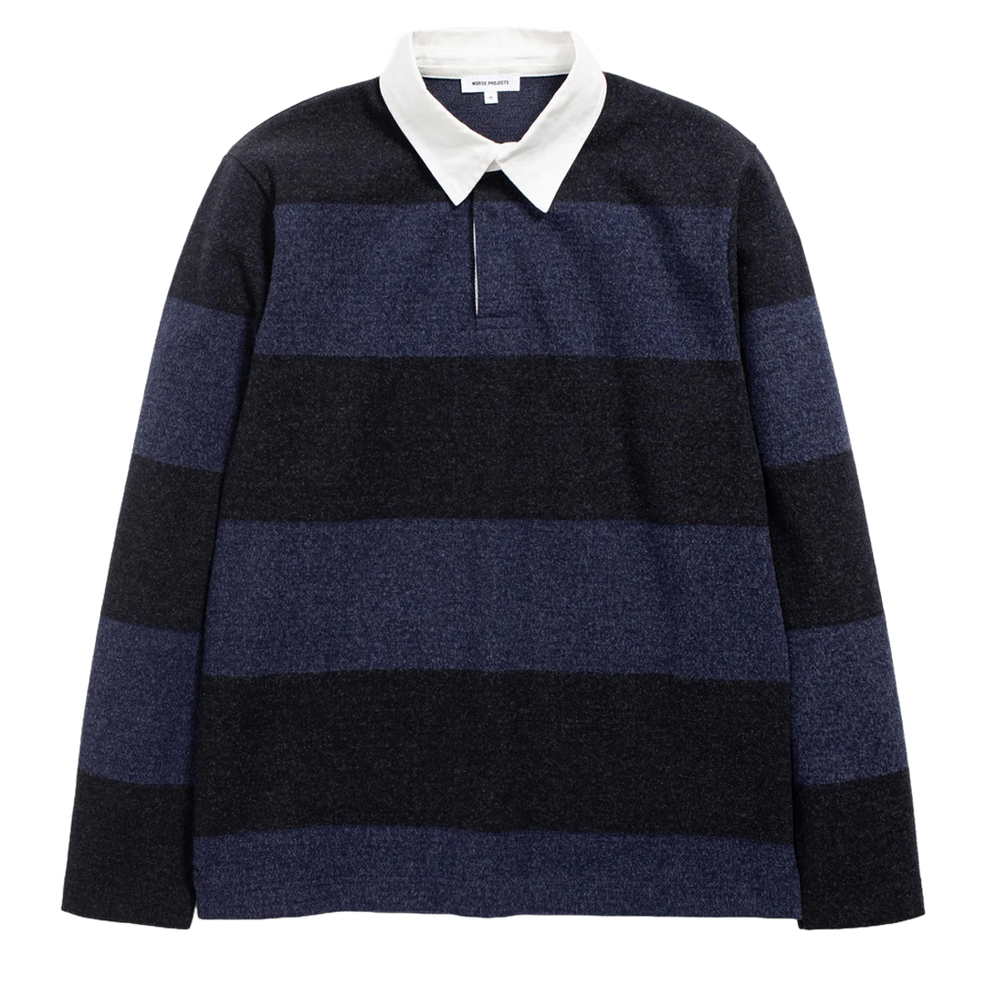 Norse Projects Ruben Brushed Jersey Rugby LS Polo Navy Norse Projects