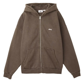 Obey Lowercase Pigment Zip Hoodie Java Brown Obey
