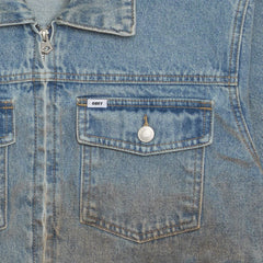 Obey Base Trucker Jacket Heavy Vintage Light Indigo