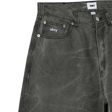 Obey Bigwig Baggy Denim Short Black Wrinkle Wash