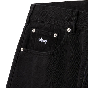 Obey Bigwig Baggy Denim Trousers Washed Black
