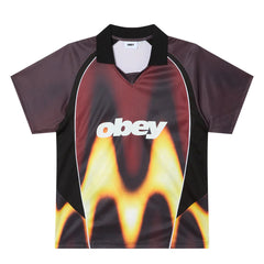Obey Blurred Soccer Jersey T-Shirt Burnt Red Multi