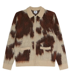 Obey Cow Pattern Zip Sweater Cow Multi