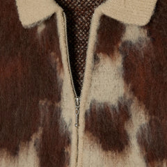 Obey Cow Pattern Zip Sweater Cow Multi