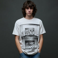 Obey Destroyed Icon Photo T-Shirt Pigment Chalk White