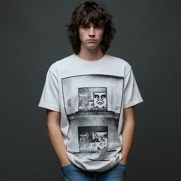 Obey Destroyed Icon Photo T-Shirt Pigment Chalk White