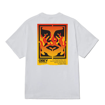 Obey Icon Stencil Flame White