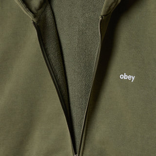 Obey Lowercase Pigment Zip Hood Pigment Deep Lichen Green - Parasol Store