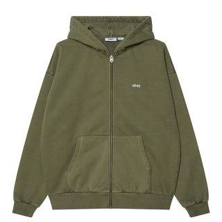 Obey Lowercase Pigment Zip Hood Pigment Deep Lichen Green - Parasol Store