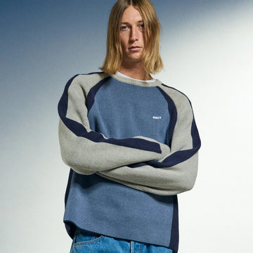 Obey Raglan Crew Neck Sweater Dull Blue Multi - Parasol Store