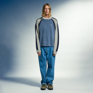 Obey Raglan Crew Neck Sweater Dull Blue Multi - Parasol Store