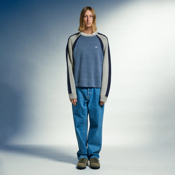 Obey Raglan Crew Neck Sweater Dull Blue Multi - Parasol Store