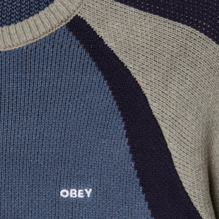 Obey Raglan Crew Neck Sweater Dull Blue Multi - Parasol Store