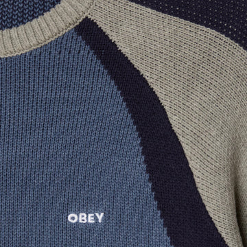 Obey Raglan Crew Neck Sweater Dull Blue Multi - Parasol Store
