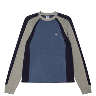 Obey Raglan Crew Neck Sweater Dull Blue Multi - Parasol Store
