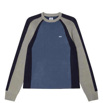 Obey Raglan Crew Neck Sweater Dull Blue Multi - Parasol Store