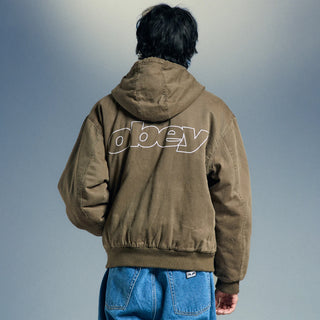 Obey Randy Zip Up Hood Black Faded Wash - Parasol Store