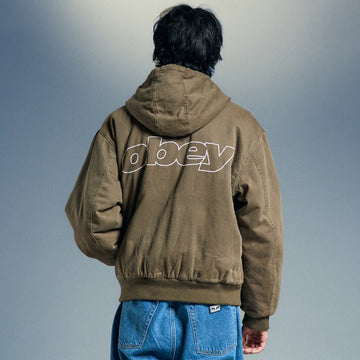 Obey Randy Zip Up Hood Black Faded Wash - Parasol Store