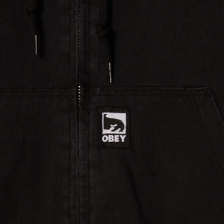 Obey Randy Zip Up Hood Black Faded Wash - Parasol Store