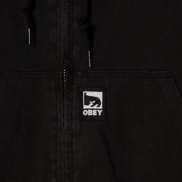 Obey Randy Zip Up Hood Black Faded Wash - Parasol Store