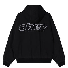 Obey Randy Zip Up Hood Black Faded Wash - Parasol Store