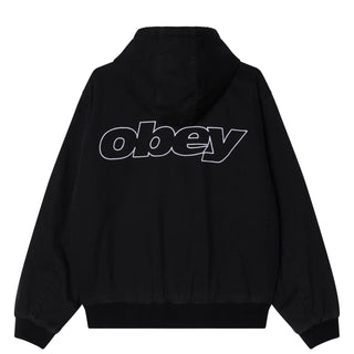 Obey Randy Zip Up Hood Black Faded Wash - Parasol Store