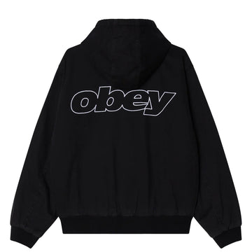 Obey Randy Zip Up Hood Black Faded Wash - Parasol Store