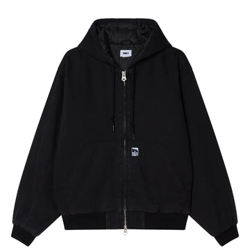 Obey Randy Zip Up Hood Black Faded Wash - Parasol Store