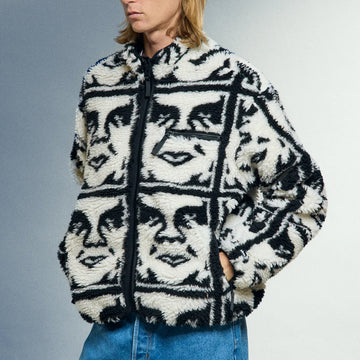 Obey Repeated Icon Sherpa Jacket Black Multi