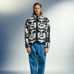 Obey Repeated Icon Sherpa Jacket Black Multi - Parasol Store