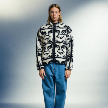 Obey Repeated Icon Sherpa Jacket Black Multi
