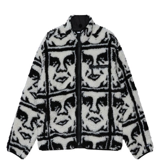 Obey Repeated Icon Sherpa Jacket Black Multi