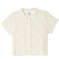 Obey Womens Agatha Crotchet Knit Sweater Unbleached - Parasol Store