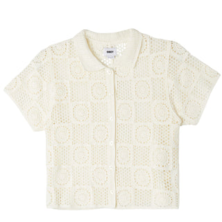 Obey Womens Agatha Crotchet Knit Sweater Unbleached - Parasol Store