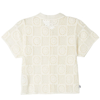 Obey Womens Agatha Crotchet Knit Sweater Unbleached - Parasol Store