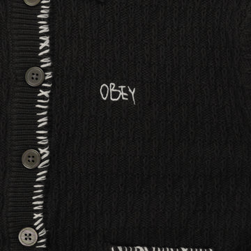 Obey Womens Amelie Button Down Sweater Off Black