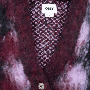 Obey Womens Amoeba Cardigan Berry Multi - Parasol Store
