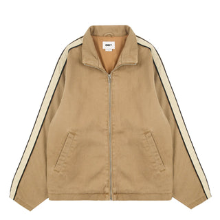 Obey Womens Astrid Stripe Jacket Tan Faded Wash - Parasol Store