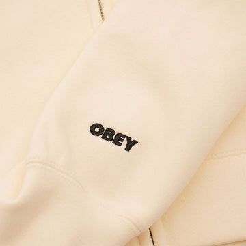 Obey Womens Chalk Writing Zip Hood Unbleached - Parasol Store
