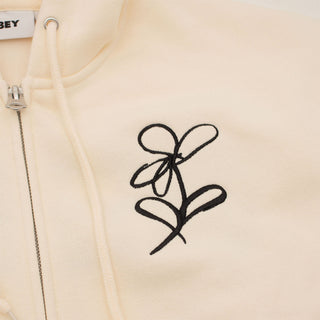 Obey Womens Chalk Writing Zip Hood Unbleached - Parasol Store