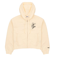 Obey Womens Chalk Writing Zip Hood Unbleached - Parasol Store