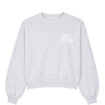 Obey Womens Design Studio Cropped Crew Ash Heather Grey