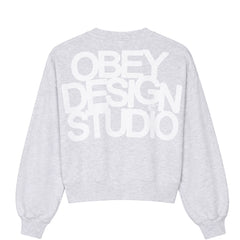 Obey Womens Design Studio Cropped Crew Ash Heather Grey