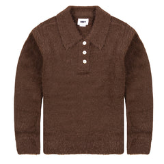Obey Womens  Esme Polo Sweater Chocolate - Parasol Store