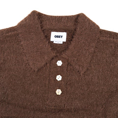 Obey Womens  Esme Polo Sweater Chocolate - Parasol Store