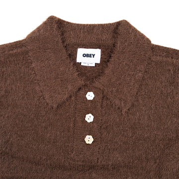 Obey Womens  Esme Polo Sweater Chocolate - Parasol Store